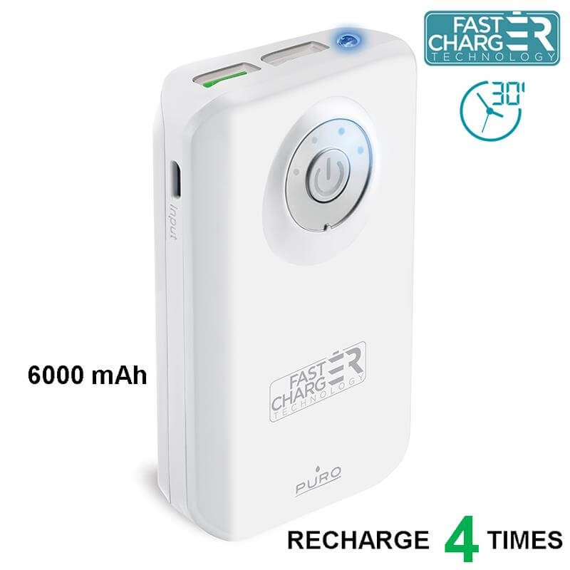 PURO Universal Fast Charger Power Bank 6000 Biały