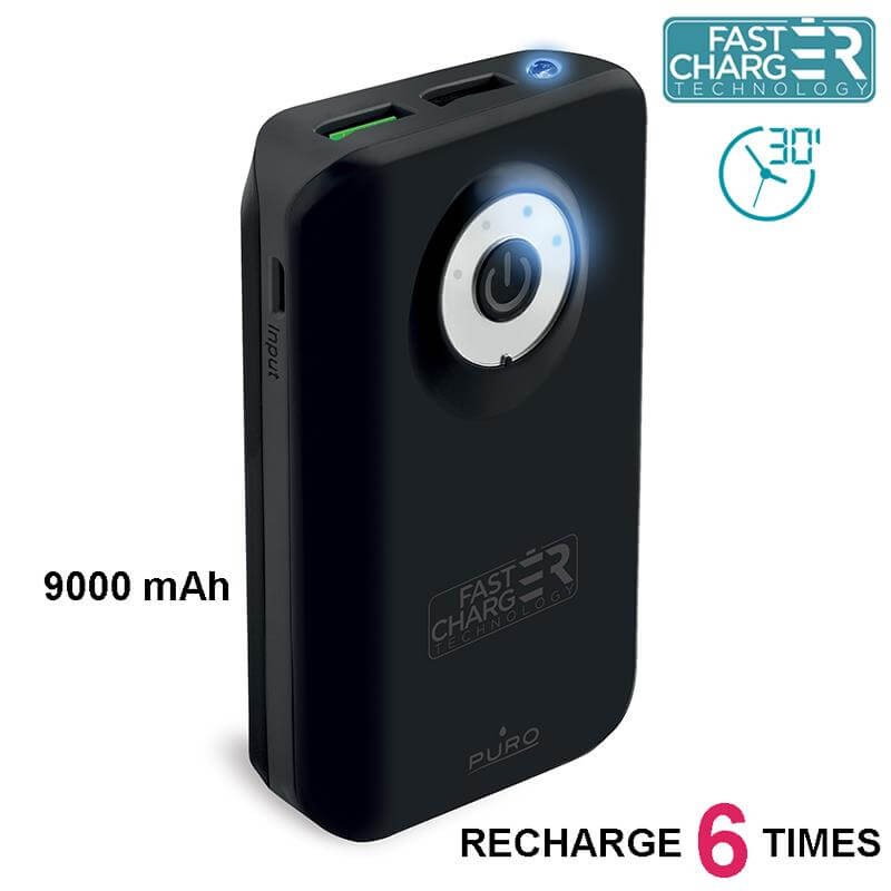 PURO Universal Fast Charger Power Bank 9000 Czarny