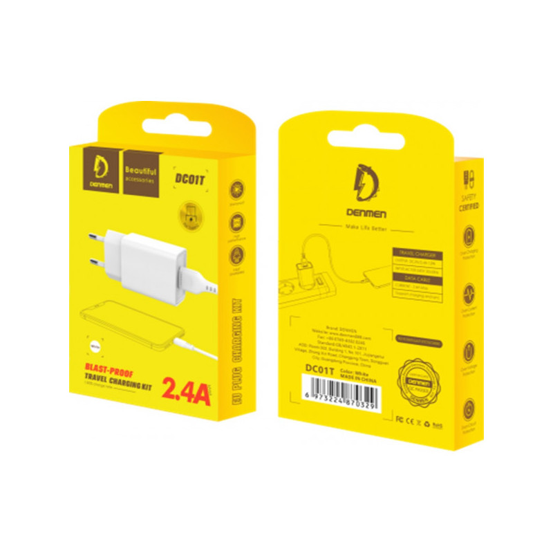 Ładowarka sieciowa USB DENMEN 2,4A MICRO USB DC01