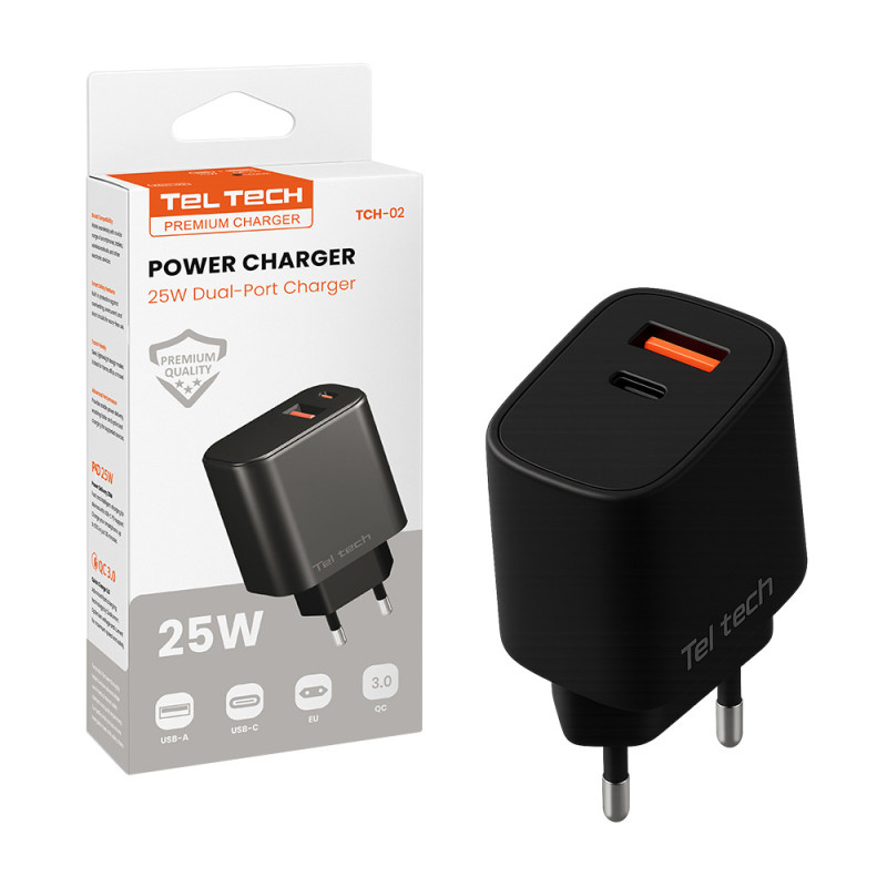 Ładowarka sieciowa TELTECH 25W QC CZARNA
